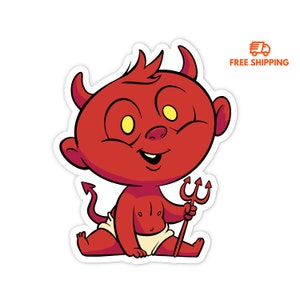 Naklejka winylowa 3", Naklejka Little Devil, Naklejka na butelkę z wodą, Naklejka na laptopa, Naklejki wodoodporne i odporne na zarysowania