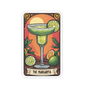 Sticker carte de tarot Margarita, vinyle autocollant 3", autocollant bouteille d'eau, autocollant ordinateur portable, autocollants imperméables et anti-rayures