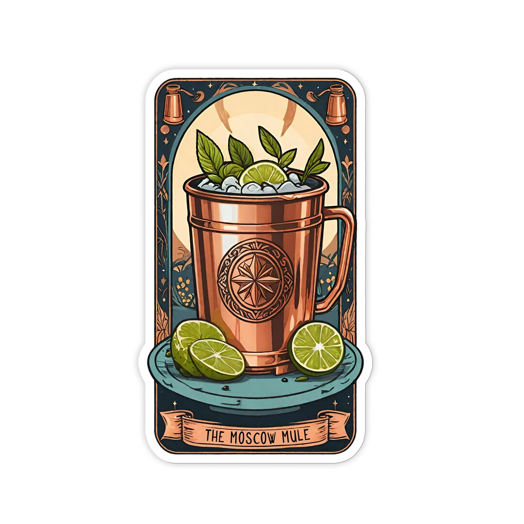 The Moscow Mule Tarot Card Sticker, 3 Vinyl Sticker, Holographic Option