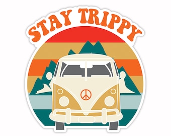 Stay Trippy Van Sticker: Waterproof Vinyl Decal, Laptop, Water Bottle, etc. (2.5")