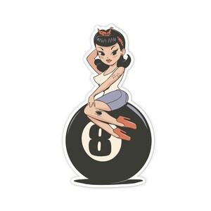3&quot; Vinyl sticker, 8 Ball Pin-Up Girl sticker, Water Bottle sticker, Laptop sticker, Waterproof and Scratchproof stickers