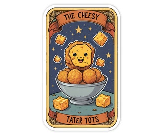 Adesivo de Tarô Cheesy Tater Tots: Adesivo de Vinil à Prova D'água