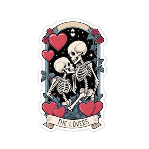 The Skeleton Lovers Tarot Card sticker, 3&quot; Vinyl sticker, Water Bottle sticker, Laptop sticker, Waterproof & Scratchproof