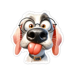 3&quot; Vinyl sticker, Cute Dog with Glasses sticker, Water Bottle sticker, Laptop sticker, Waterproof and Scratchproof stickers