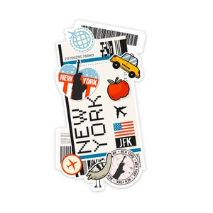 3&quot; Vinyl sticker, Ticket to New York sticker, Water Bottle sticker, Laptop sticker, Waterproof and Scratchproof stickers