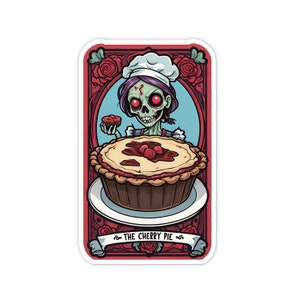 Adesivo de cartão Cherry Pie, adesivo de vinil de 3 ", adesivo para garrafa de água, adesivo para laptop, adesivos à prova d'água e à prova de arranhões