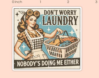 Retro Housewife Vinyl Sticker, Funny, Sarcastic, Adult Humor, Waterproof Decal for Laptops, Water Bottles, etc.