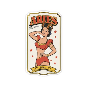 3&quot; Vinyl sticker, Aries Pin-Up Girl sticker, Water Bottle sticker, Laptop sticker, Waterproof and Scratchproof stickers