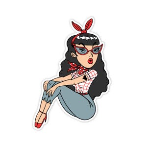 3&quot; Vinyl sticker, Vintage Pin-Up Girl sticker, Water Bottle sticker, Laptop sticker, Waterproof and Scratchproof stickers