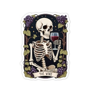 Sticker carte de tarot Wino, vinyle autocollant 3", papier blanc ou holographique, autocollant bouteille d'eau, autocollant ordinateur portable, autocollants imperméables