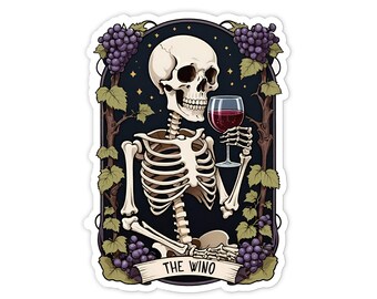 The Wino Tarot Card Sticker: 2.5" Waterproof Vinyl Decal