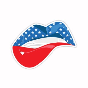 3&quot; Vinyl sticker, American Flag Lips sticker, Water Bottle sticker, Laptop sticker, Waterproof and Scratchproof stickers