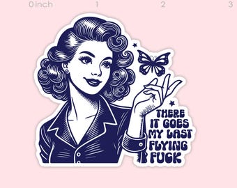 Retro Housewife Vinyl Sticker, Funny, Sarcastic, Adult Humor, Waterproof Decal for Laptops, Water Bottles, etc.