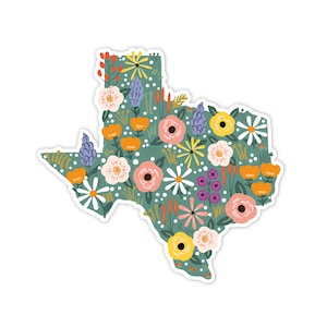 3&quot; Vinyl sticker, Floral Texas sticker, Water Bottle sticker, Laptop sticker, Waterproof and Scratchproof stickers
