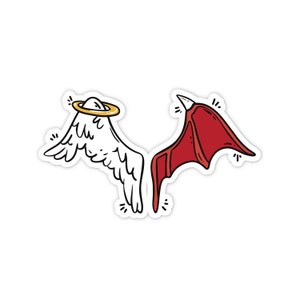 3&quot; Vinyl sticker, Angel and Devil Wings sticker, Water Bottle sticker, Laptop sticker, Waterproof and Scratchproof stickers