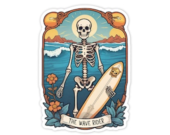 Adesivo de vinil para cartas de tarô de surfista: decalque de vinil à prova d'água, laptop, garrafa de água, etc. (2,5")