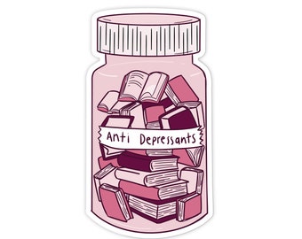 Anti Depressants Book Sticker: Waterproof Vinyl Decal, Laptop, Water Bottle, etc. (2.5")