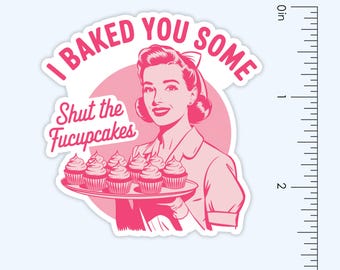 Retro Housewife Vinyl Sticker, Funny, Sarcastic, Adult Humor, Waterproof Decal for Laptops, Water Bottles, etc.