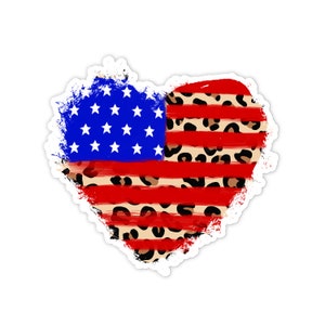3&quot; Vinyl sticker, American Flag Heart sticker, Water Bottle sticker, Laptop sticker, Waterproof and Scratchproof stickers