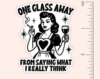 Retro Housewife Vinyl Sticker, Funny, Sarcastic, Adult Humor, Waterproof Decal for Laptops, Water Bottles, etc.