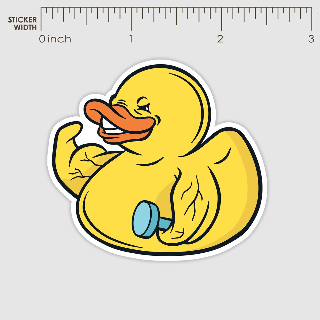 Ducky Sticker Workout Rubber Ducky Sticker, Rubber Duck Collectable Vinyl Decal ...