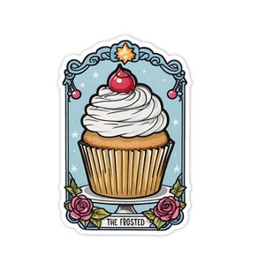 Der Cupcake Tarot Karten Aufkleber, 3 "Vinyl Aufkleber, Wasserflasche Aufkleber, Laptop Aufkleber, wasserfest & kratzfest
