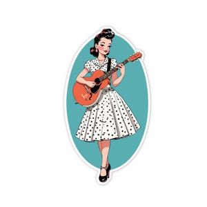 3&quot; Vinyl sticker, Musician Vintage Pin-Up Girl sticker, Water Bottle sticker, Laptop sticker, Waterproof and Scratchproof stickers