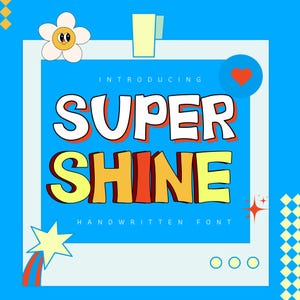 SUPER SHINE font- Groovy Font, Modern Font, Hippie Font, 70s Font, Cricut Fonts, Procreate Fonts, Fonts for Cricut, Bubbly Font