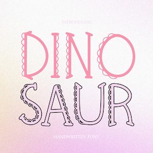 Dinosaur font -Cute font ,Groovy Font, Modern Font, Hippie Font, 70s Font, Cricut Fonts, Procreate Fonts, Fonts for Cricut, Bubbly Font