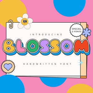 Blossom Retro - Groovy Font, Modern Font, Hippie Font, 70s Font, Cricut Fonts, Procreate Fonts, Fonts for Cricut, Bubbly Font