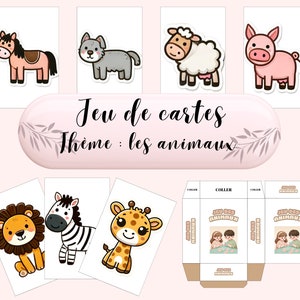 Jeu de Mémoire des Animaux à Imprimer - Boite de jeu offerte - 15 Cartes à Double Face - Apprentissage