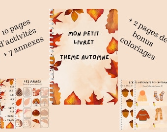 Livret d'Activités Automnal pour Enfants PDF  jeu éducatif à imprimer, activité à plastifier, activité pdf, montessori, quiet book