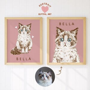 Custom Pet Portrait, Badly Drawn Pet Portrait gift, Hand drawn cat art gift, Custom Pet Portrait Photo, Pet memorial gift, Gift for Cat Mom