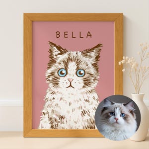 Personalized Cat Portrait, Custom Badly Drawn Pet, Hand drawn cat art gift, Custom Pet Portrait Photo, Pet memorial gift, Gift for Cat Mom