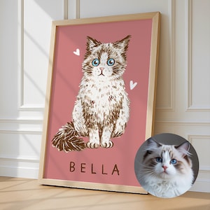 Custom Pet Portrait, Badly Drawn Pet Portrait gift, Hand drawn cat art gift, Custom Pet Portrait Photo, Pet memorial gift, Gift for Cat Mom