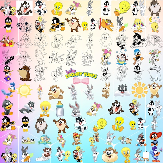 Baby Cartoon SVG Bundle PNG, Cute Bunny Clipart Set, Kids Party Sublimation Design, Cricut Cut Files, Digital Paper Pack