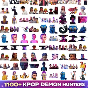 Kpop Demon Hunters PNG bundle with Saja Boys Huntrix graphics SVG alphabet and font for shirts stickers sublimation and digital design use