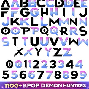 Kpop Demon Hunters PNG bundle with Saja Boys Huntrix graphics SVG alphabet and font for shirts stickers sublimation and digital design use