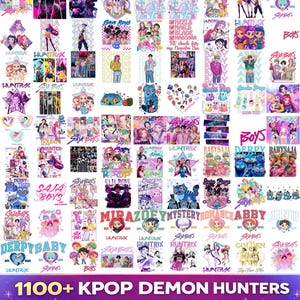 Kpop Demon Hunters PNG bundle with Saja Boys Huntrix graphics SVG alphabet and font for shirts stickers sublimation and digital design use