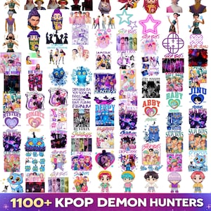 Kpop Demon Hunters PNG bundle with Saja Boys Huntrix graphics SVG alphabet and font for shirts stickers sublimation and digital design use