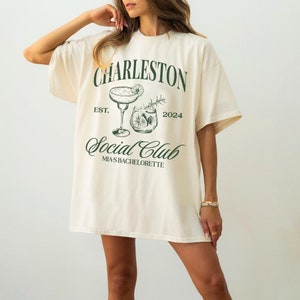Charleston Bachelorette Shirt Custom Location Bachelorette Party Shirt Custom Beach Bach Classy Tshirt Luxury Bridal Party Merch Tropical image 1