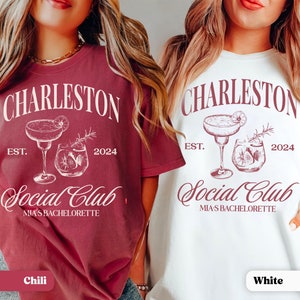 Charleston Bachelorette Shirt Custom Location Bachelorette Party Shirt Custom Beach Bach Classy Tshirt Luxury Bridal Party Merch Tropical image 10