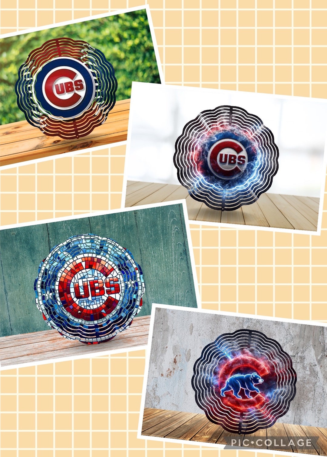 Cubs Wind Spinner, Garden Wind Spinner, Chicago Yard Decor, Metal Art