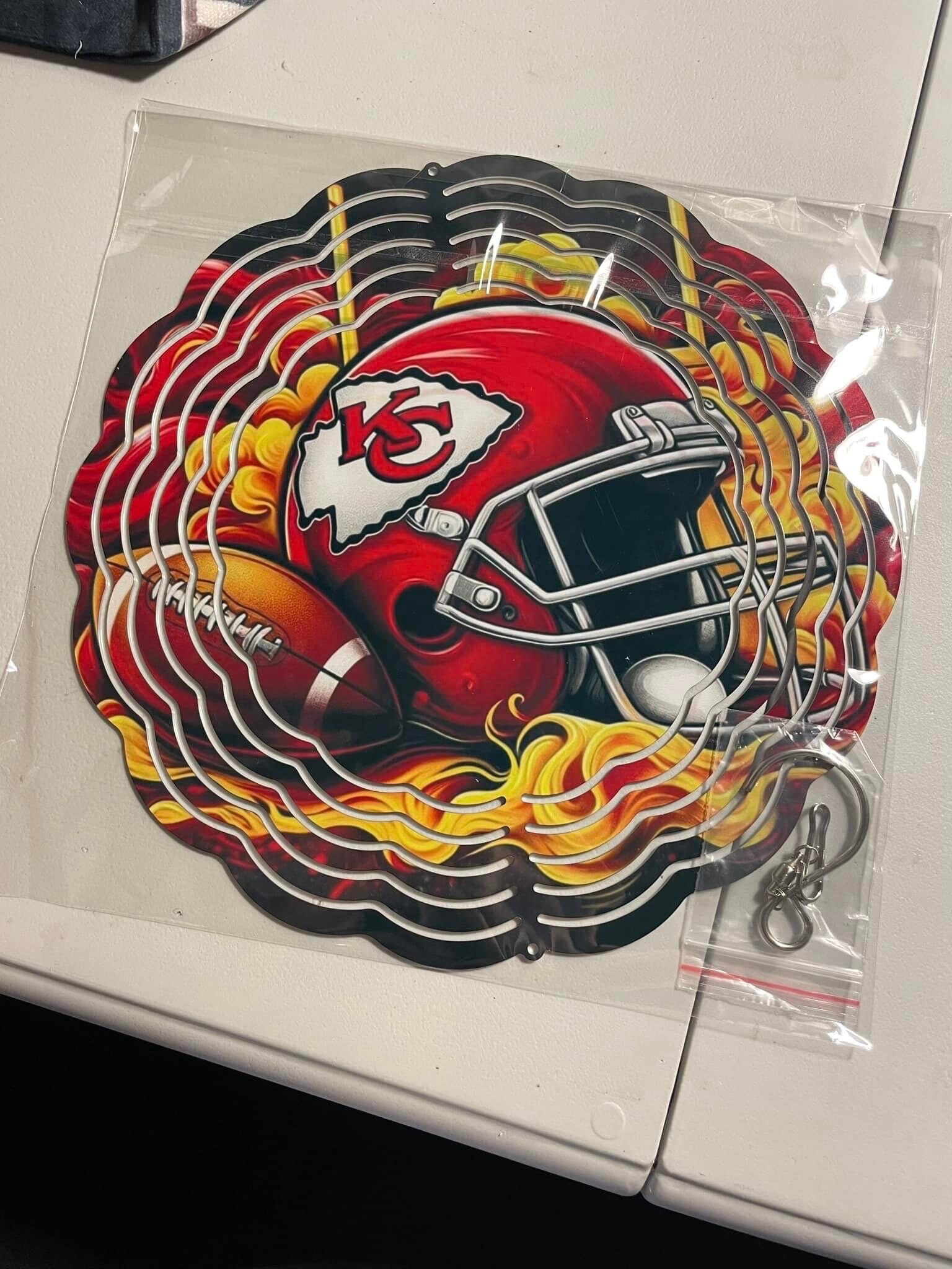Kansas City KC Wind Spinner, Garden Wind Spinner, Chiefs Yard Decor