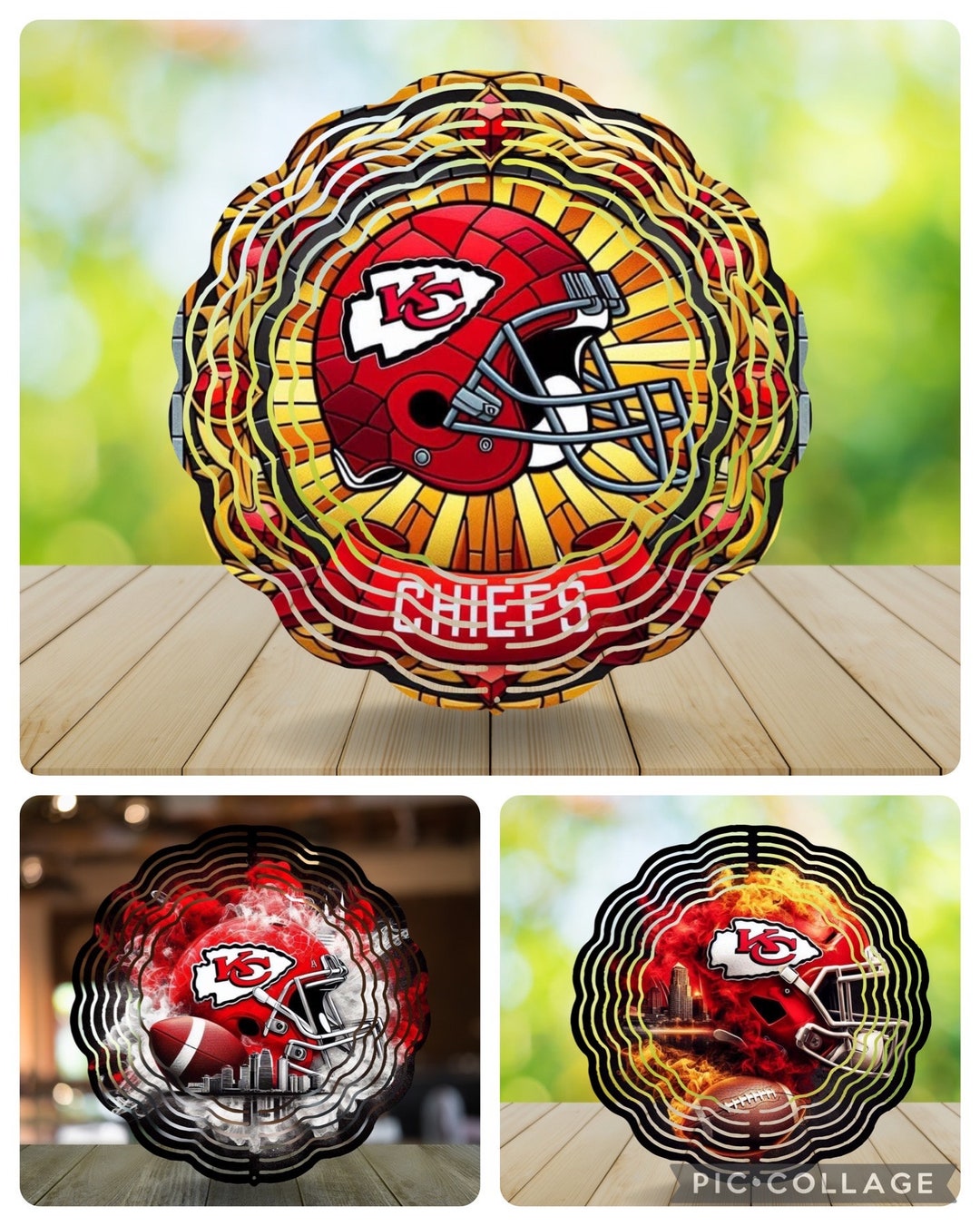 Kansas City Wind Spinner, Garden Wind Spinner, Chiefs Yard Decor, Metal