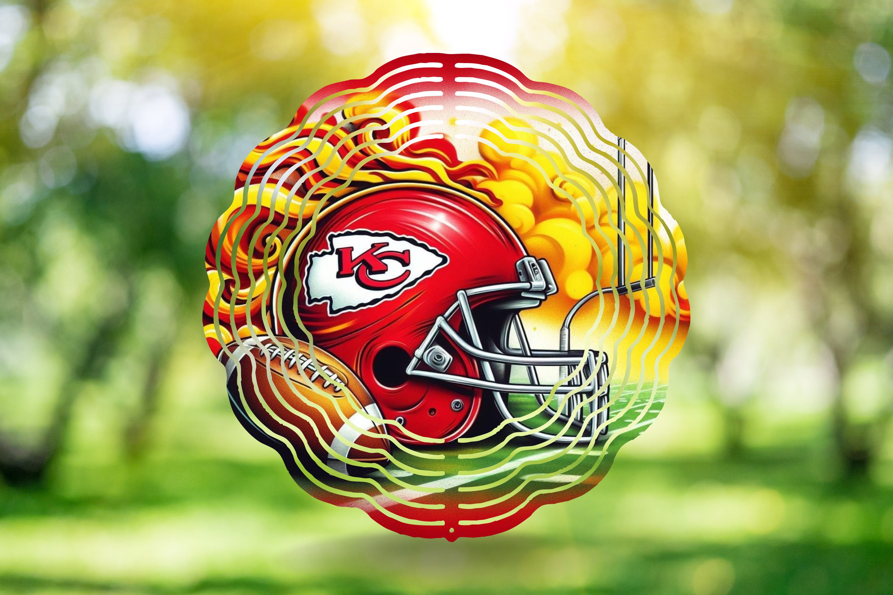Kansas City KC Wind Spinner, Garden Wind Spinner, Chiefs Yard Decor