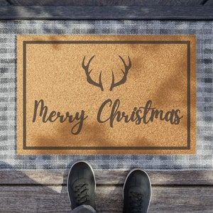 Doormat, Outdoor, Christmas, Cute Doormat, Welcome Mat, Holiday, Fun Doormat, Outside, Front Porch, Christmas Gift, Christmas Decor, Antler