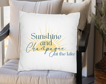 Lake Pillow, Wine Lovers, Throw Pillow, Gift for Women, Wine Decor, Gift for Her, Wine Quote, Summer Decor, Champagne, Lake Decor