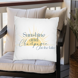 Lake Pillow, Wine Lovers, Throw Pillow, Gift for Women, Wine Decor, Gift for Her, Wine Quote, Summer Decor, Champagne, Lake Decor