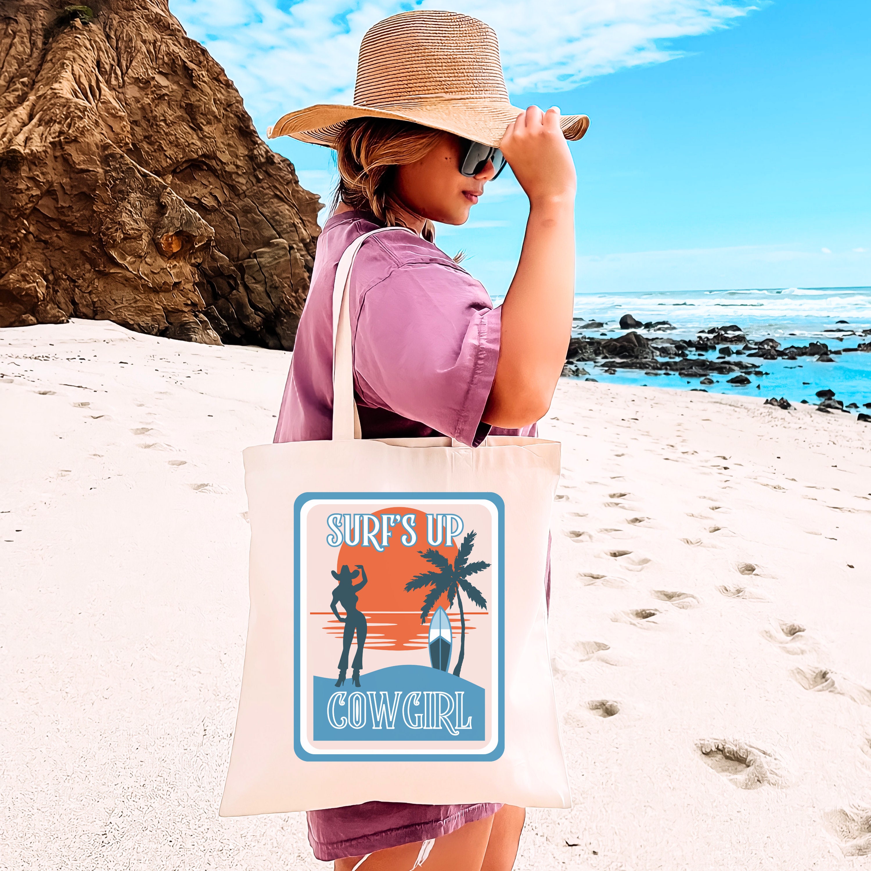 Surfs up Cowgirl Tote Bag Coastal Cowgirl Cow Girls Cowgirl Etsy